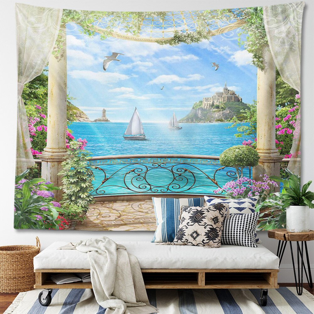 Beach Coconut Tree Scenery Tapestry Wall Hanging Trippy Wall Art Bedroom Window Decor Wall Tapestry Curtain Background Beach Coconut Tree Scenery Tapestry Wall Hanging Trippy Wall Art Bedroom Window Decor Wall Tapestry Curtain Background