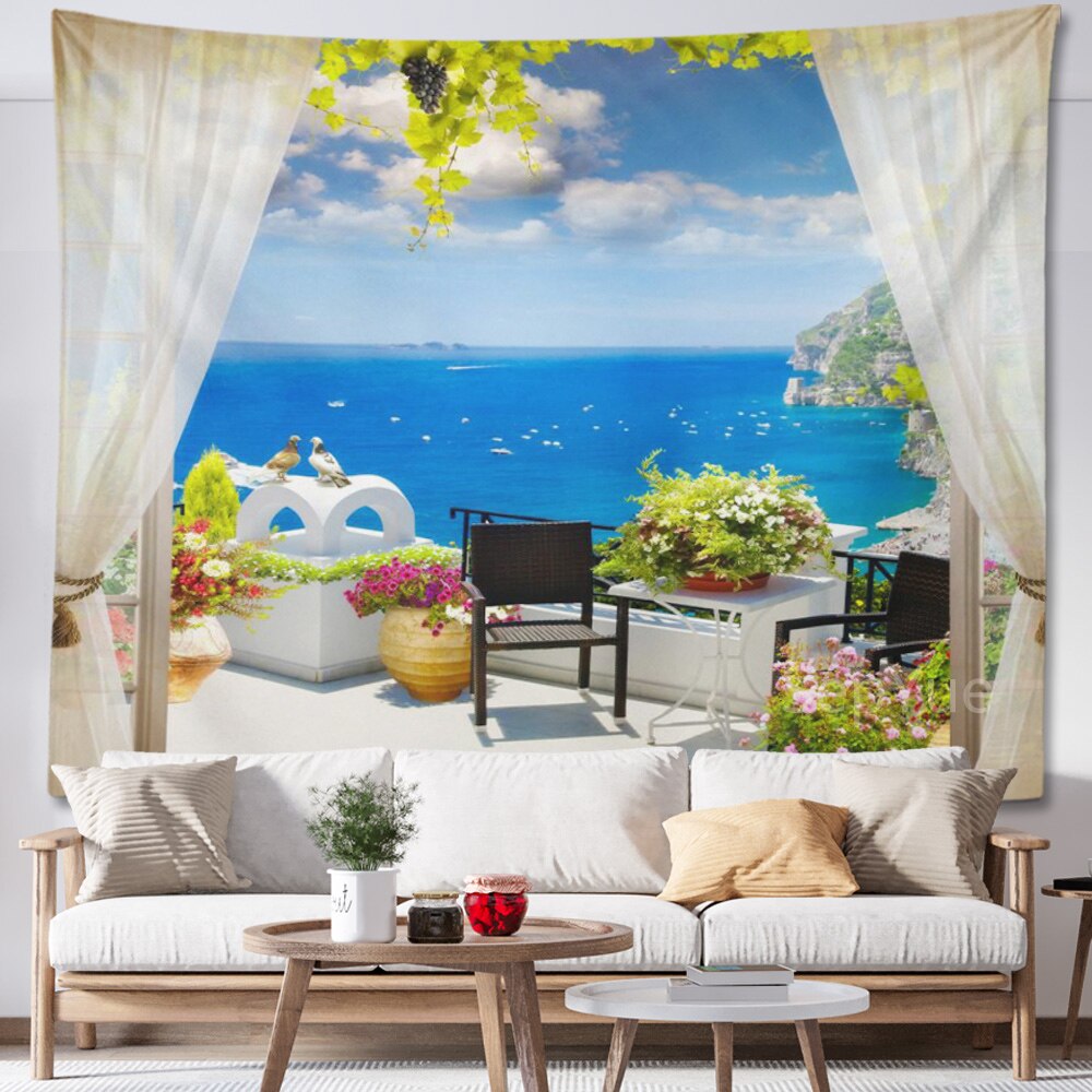 Beach Coconut Tree Scenery Tapestry Wall Hanging Trippy Wall Art Bedroom Window Decor Wall Tapestry Curtain Background Beach Coconut Tree Scenery Tapestry Wall Hanging Trippy Wall Art Bedroom Window Decor Wall Tapestry Curtain Background