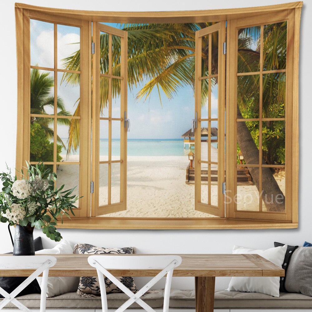 Beach Coconut Tree Scenery Tapestry Wall Hanging Trippy Wall Art Bedroom Window Decor Wall Tapestry Curtain Background Beach Coconut Tree Scenery Tapestry Wall Hanging Trippy Wall Art Bedroom Window Decor Wall Tapestry Curtain Background