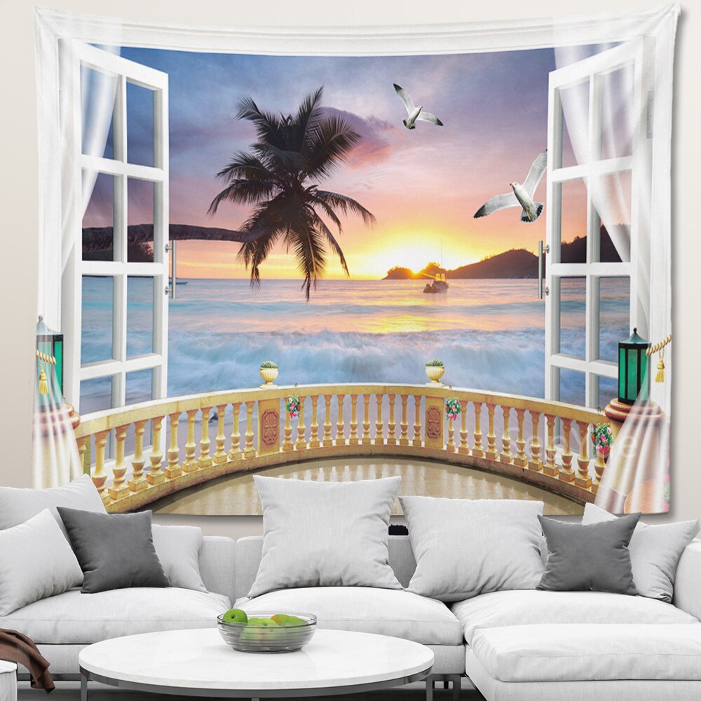 Beach Coconut Tree Scenery Tapestry Wall Hanging Trippy Wall Art Bedroom Window Decor Wall Tapestry Curtain Background Beach Coconut Tree Scenery Tapestry Wall Hanging Trippy Wall Art Bedroom Window Decor Wall Tapestry Curtain Background