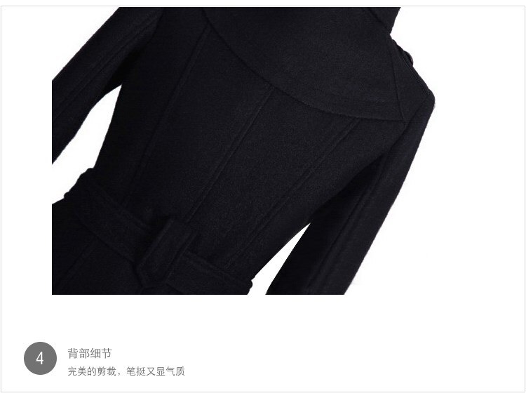 winter wool coat with belt women ladies autumn new Slim long sleeve woolen coats chic overcoat