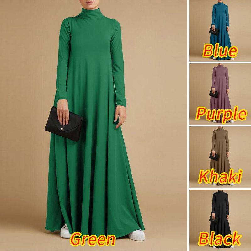 Muslim Dresses Abayas for Women Vintage Solid Maxi Dress Women's Turtleneck Sundress Casual Long Sleeve Maxi Vestidos S-5XL Muslim Dresses Abayas for Women Vintage Solid Maxi Dress Women's Turtleneck Sundress Casual Long Sleeve Maxi Vestidos S-5XL