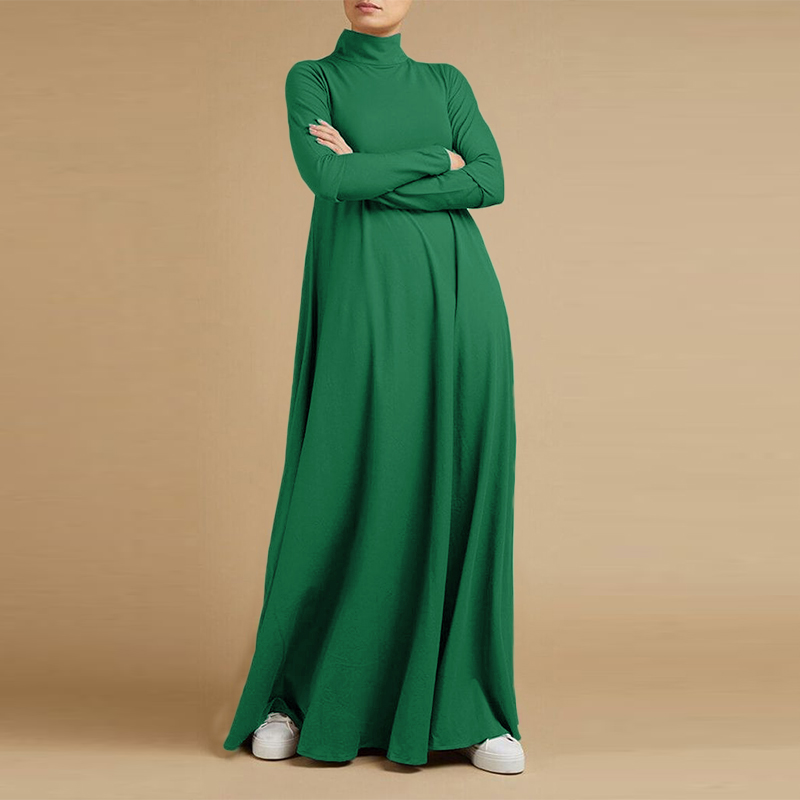 Muslim Dresses Abayas for Women Vintage Solid Maxi Dress Women's Turtleneck Sundress Casual Long Sleeve Maxi Vestidos S-5XL Muslim Dresses Abayas for Women Vintage Solid Maxi Dress Women's Turtleneck Sundress Casual Long Sleeve Maxi Vestidos S-5XL