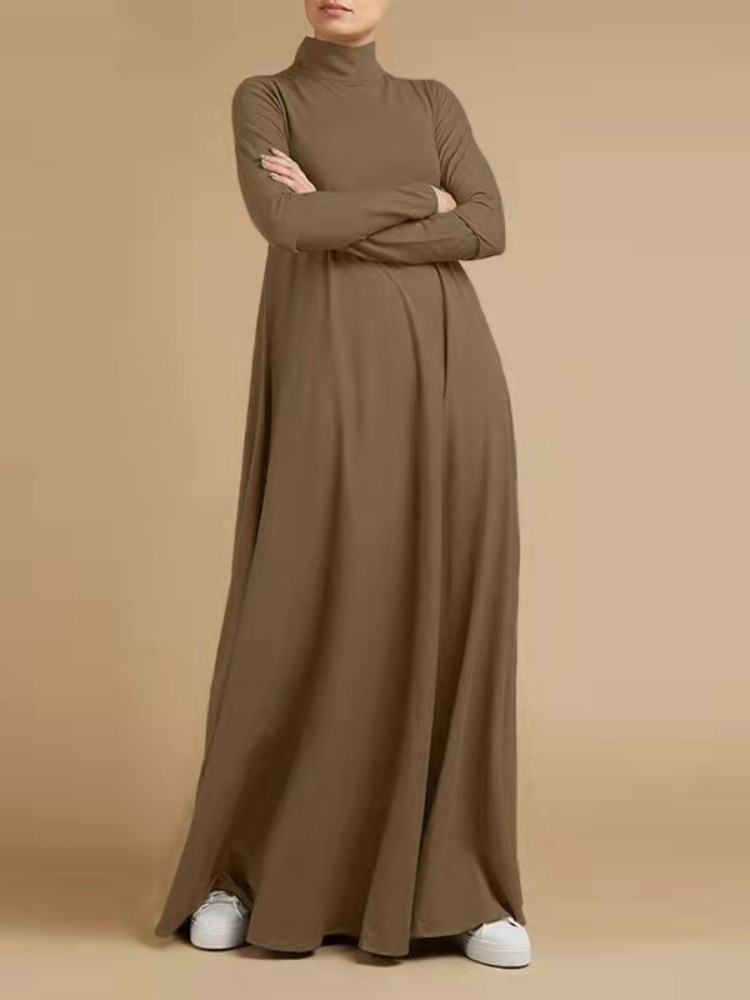 Muslim Dresses Abayas for Women Vintage Solid Maxi Dress Women's Turtleneck Sundress Casual Long Sleeve Maxi Vestidos S-5XL Muslim Dresses Abayas for Women Vintage Solid Maxi Dress Women's Turtleneck Sundress Casual Long Sleeve Maxi Vestidos S-5XL