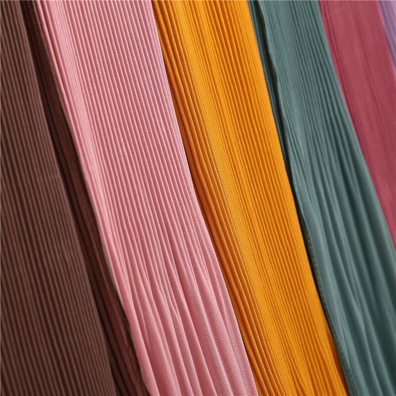 2023 New 180x90CM Muslim Solid Color Folds Striped Women's Hijab Women's Fashion Oversized Shawl Scarf Ready Turban Headscarf