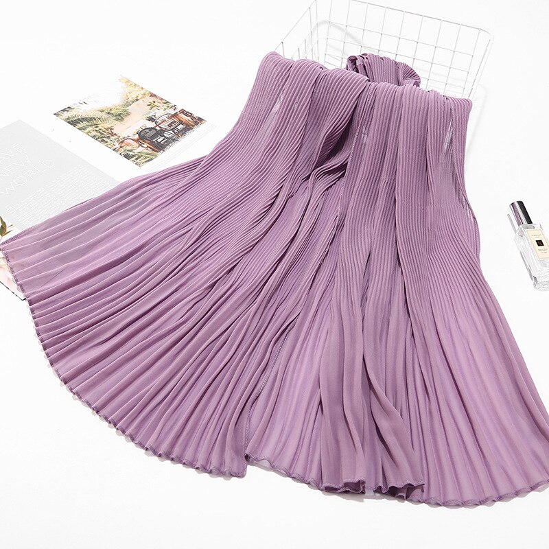 2023 New 180x90CM Muslim Solid Color Folds Striped Women's Hijab Women's Fashion Oversized Shawl Scarf Ready Turban Headscarf