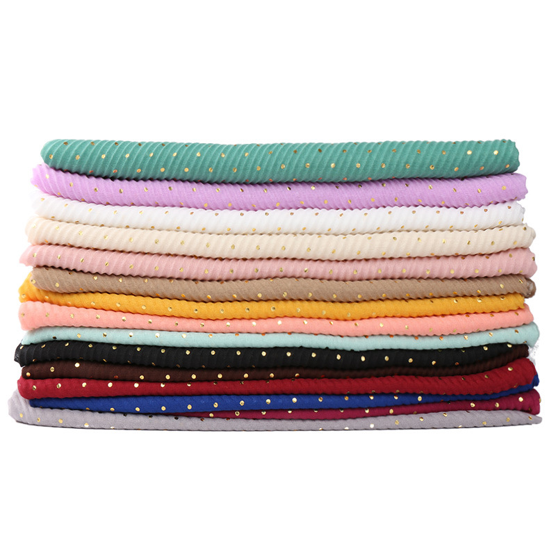 Women Muslim Crinkle Hijab Scarf hot stamping Femme Musulman Soft Cotton Pleated Headscarf Islamic Hijabs Shawls and Wraps