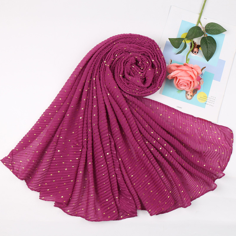 Women Muslim Crinkle Hijab Scarf hot stamping Femme Musulman Soft Cotton Pleated Headscarf Islamic Hijabs Shawls and Wraps