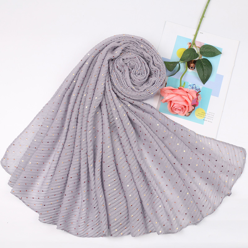 Women Muslim Crinkle Hijab Scarf hot stamping Femme Musulman Soft Cotton Pleated Headscarf Islamic Hijabs Shawls and Wraps