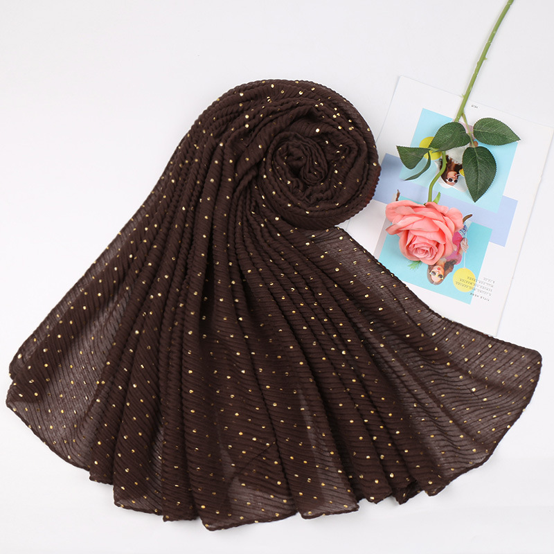 Women Muslim Crinkle Hijab Scarf hot stamping Femme Musulman Soft Cotton Pleated Headscarf Islamic Hijabs Shawls and Wraps