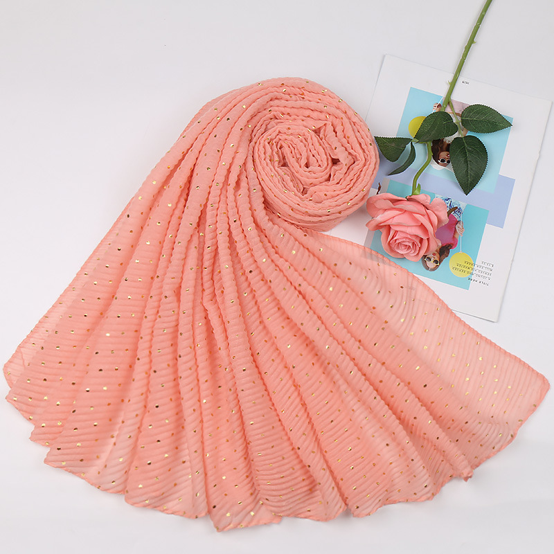 Women Muslim Crinkle Hijab Scarf hot stamping Femme Musulman Soft Cotton Pleated Headscarf Islamic Hijabs Shawls and Wraps