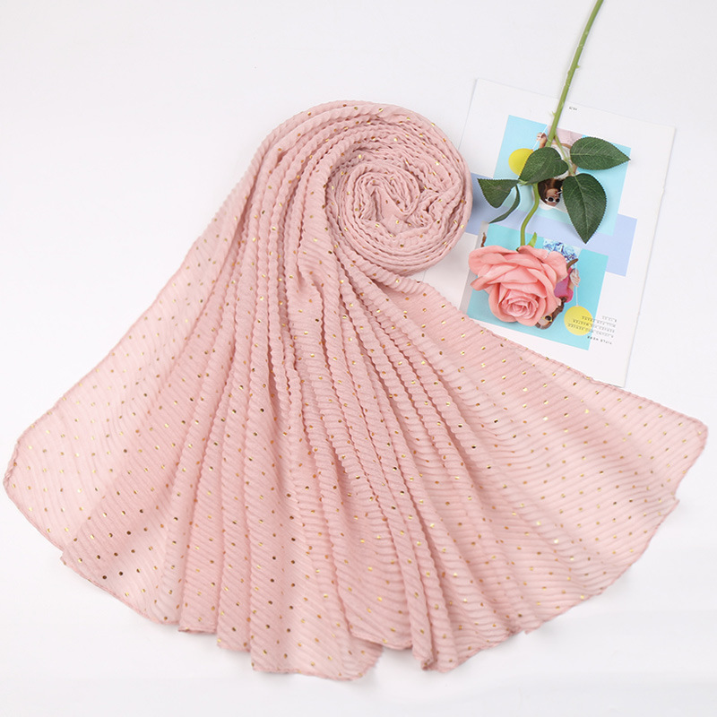 Women Muslim Crinkle Hijab Scarf hot stamping Femme Musulman Soft Cotton Pleated Headscarf Islamic Hijabs Shawls and Wraps