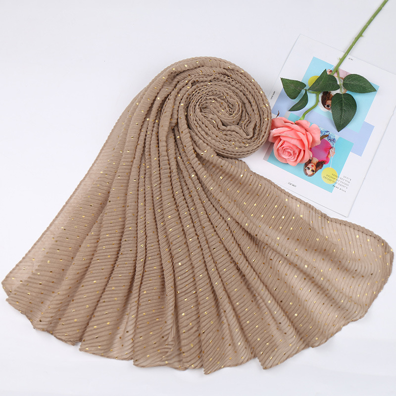 Women Muslim Crinkle Hijab Scarf hot stamping Femme Musulman Soft Cotton Pleated Headscarf Islamic Hijabs Shawls and Wraps