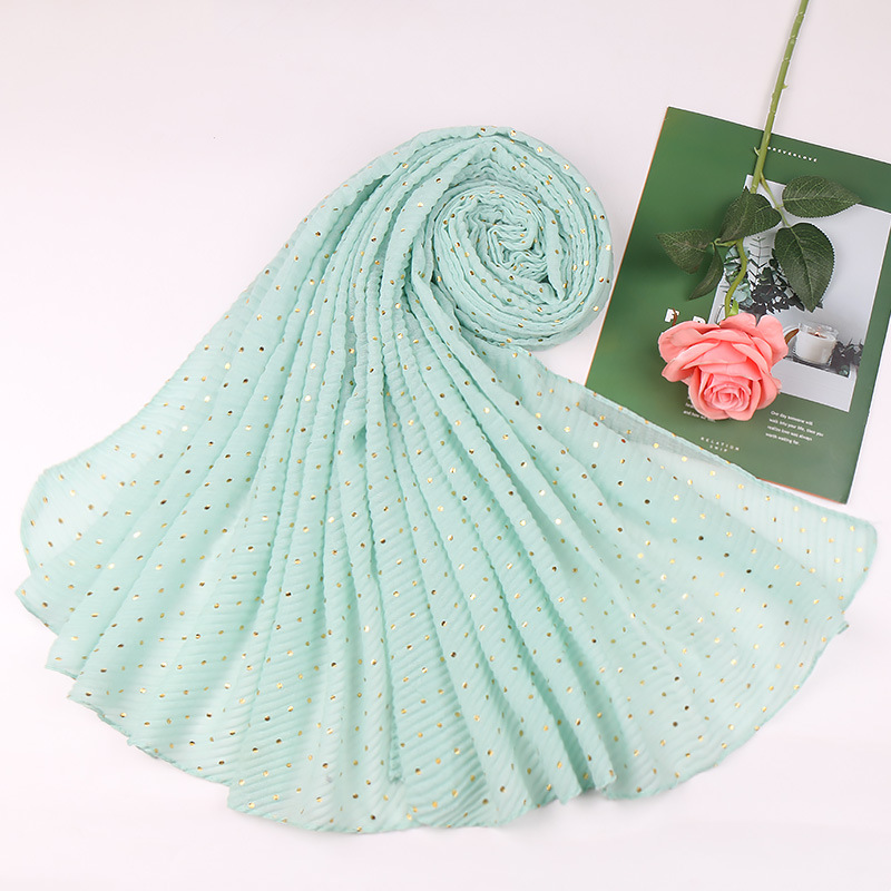 Women Muslim Crinkle Hijab Scarf hot stamping Femme Musulman Soft Cotton Pleated Headscarf Islamic Hijabs Shawls and Wraps