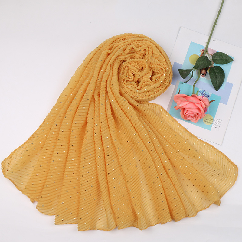 Women Muslim Crinkle Hijab Scarf hot stamping Femme Musulman Soft Cotton Pleated Headscarf Islamic Hijabs Shawls and Wraps