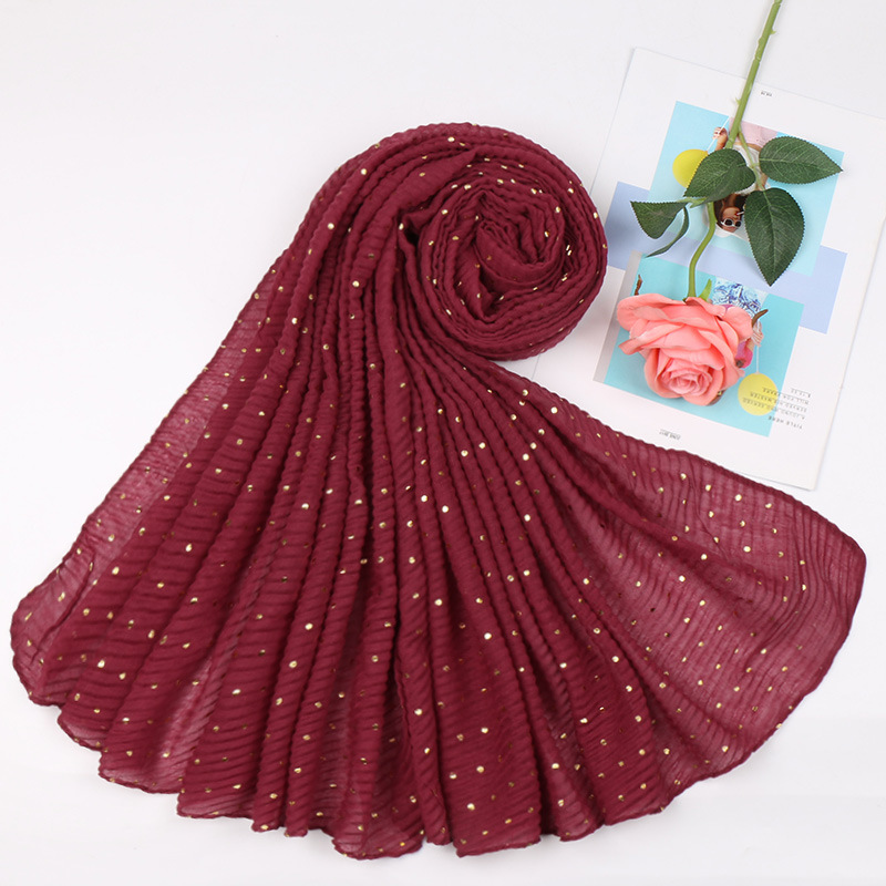 Women Muslim Crinkle Hijab Scarf hot stamping Femme Musulman Soft Cotton Pleated Headscarf Islamic Hijabs Shawls and Wraps