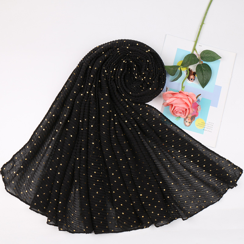 Women Muslim Crinkle Hijab Scarf hot stamping Femme Musulman Soft Cotton Pleated Headscarf Islamic Hijabs Shawls and Wraps