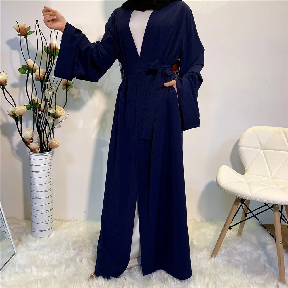 Solid Open Kaftan Dubai Abaya Turkey Kimono Cardigan Robe Muslim Hijab Dress Ramadan Abayas for Women Caftan Islamic Clothing