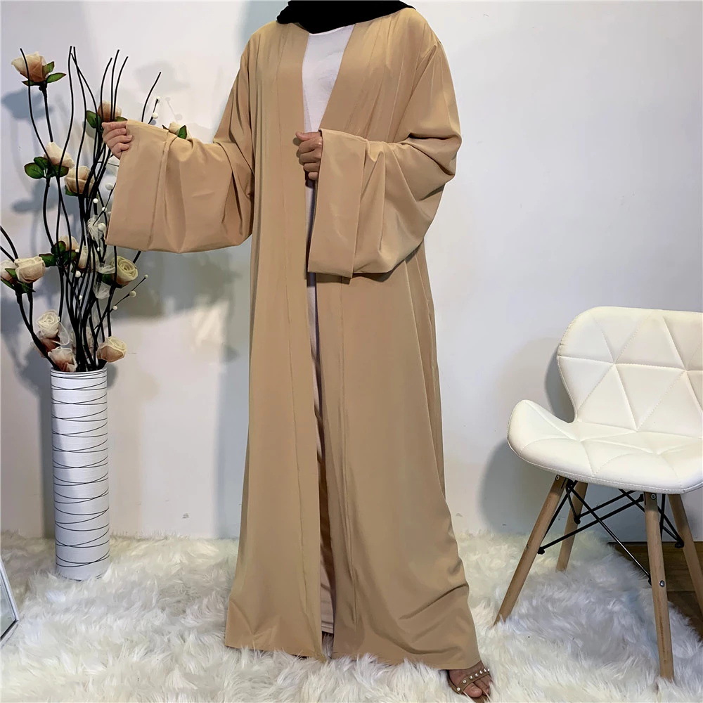 Solid Open Kaftan Dubai Abaya Turkey Kimono Cardigan Robe Muslim Hijab Dress Ramadan Abayas for Women Caftan Islamic Clothing