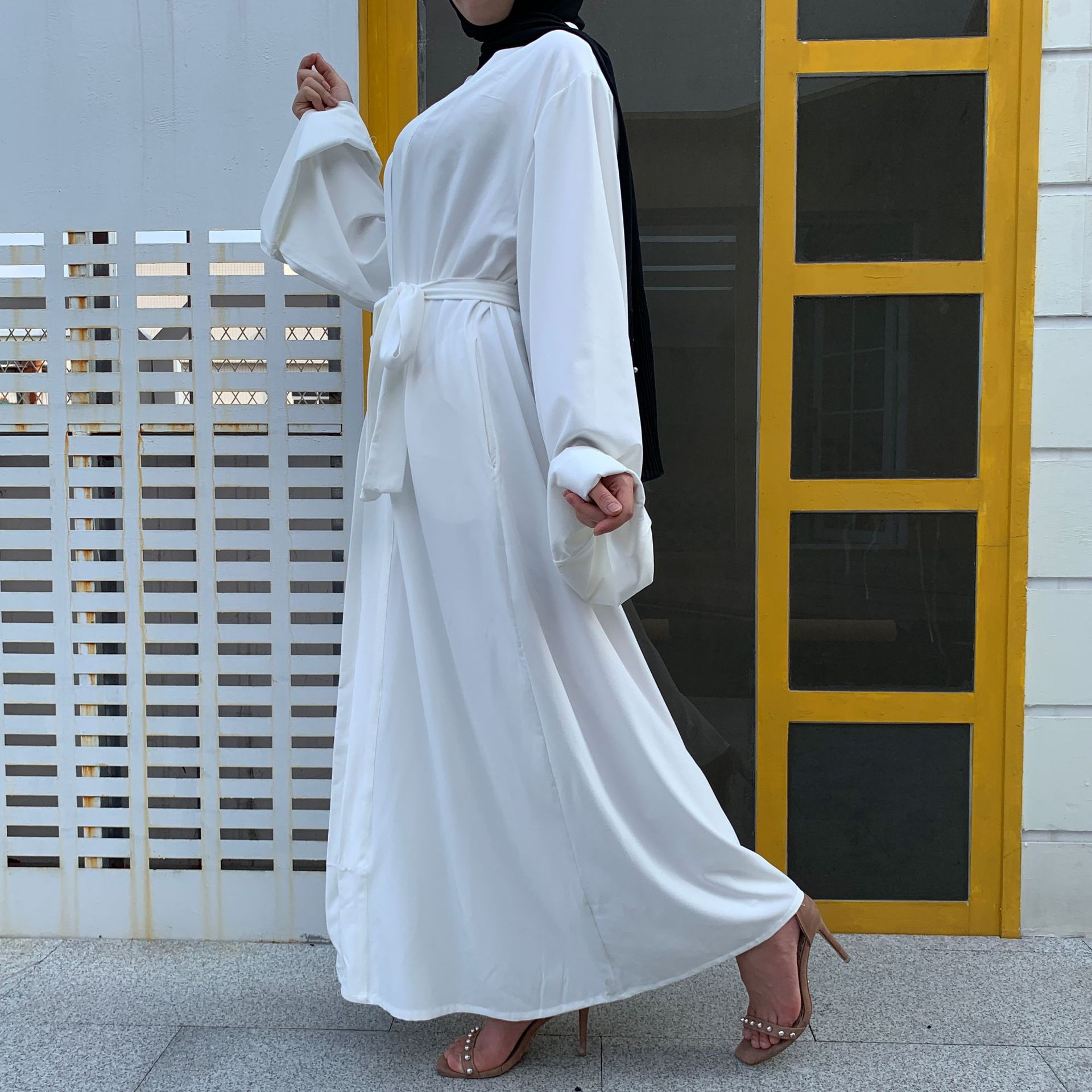 Solid Open Kaftan Dubai Abaya Turkey Kimono Cardigan Robe Muslim Hijab Dress Ramadan Abayas for Women Caftan Islamic Clothing