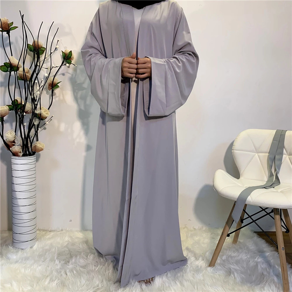 Solid Open Kaftan Dubai Abaya Turkey Kimono Cardigan Robe Muslim Hijab Dress Ramadan Abayas for Women Caftan Islamic Clothing
