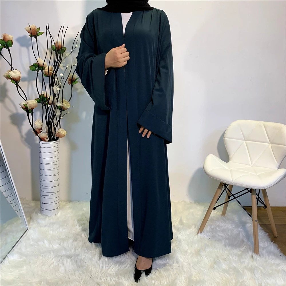 Solid Open Kaftan Dubai Abaya Turkey Kimono Cardigan Robe Muslim Hijab Dress Ramadan Abayas for Women Caftan Islamic Clothing