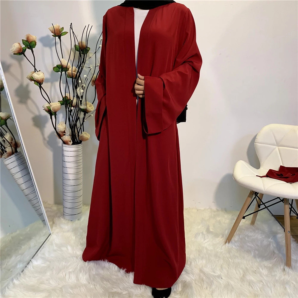Solid Open Kaftan Dubai Abaya Turkey Kimono Cardigan Robe Muslim Hijab Dress Ramadan Abayas for Women Caftan Islamic Clothing