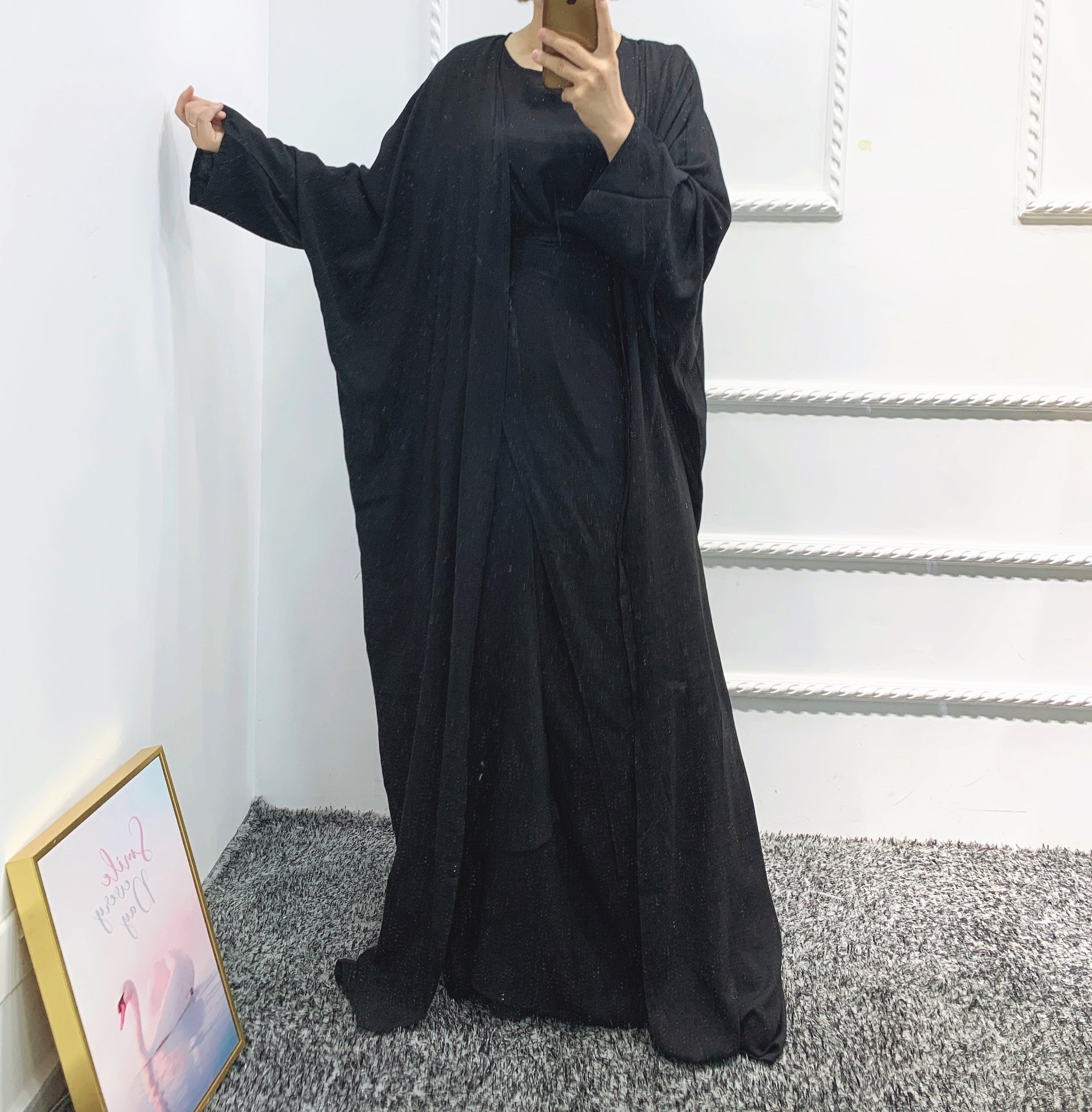 Abaya Dress Muslim 3 Piece Set Women Kimono Cardigan Hijabi Ramadan Eid Dubai Islamic Modest Caftan Matching Suits Outfits