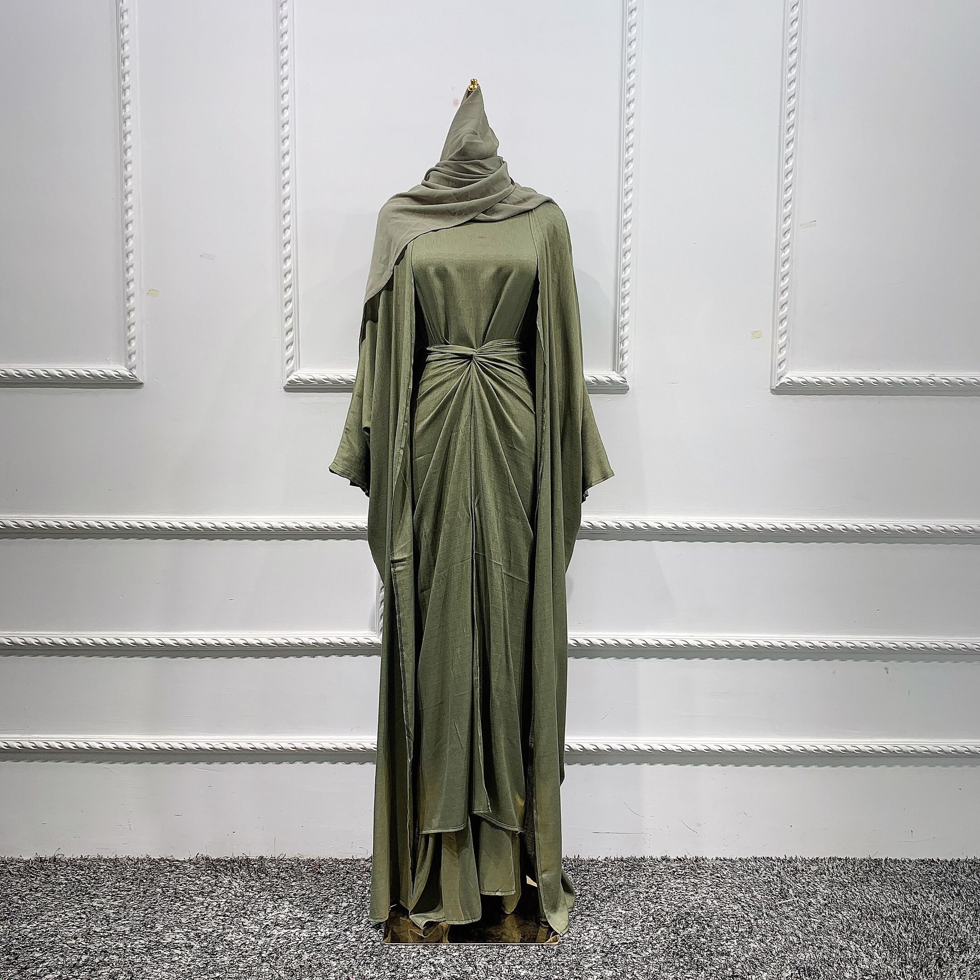 Abaya Dress Muslim 3 Piece Set Women Kimono Cardigan Hijabi Ramadan Eid Dubai Islamic Modest Caftan Matching Suits Outfits