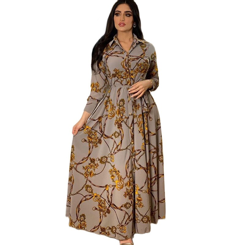 Muslim Abaya Dress Women Ramadan Print Shirt Dresses Autumn Jilbab Turkey Islamic Vestidos Elegant India Moroccan Kaftan Arab