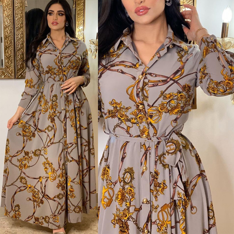 Muslim Abaya Dress Women Ramadan Print Shirt Dresses Autumn Jilbab Turkey Islamic Vestidos Elegant India Moroccan Kaftan Arab