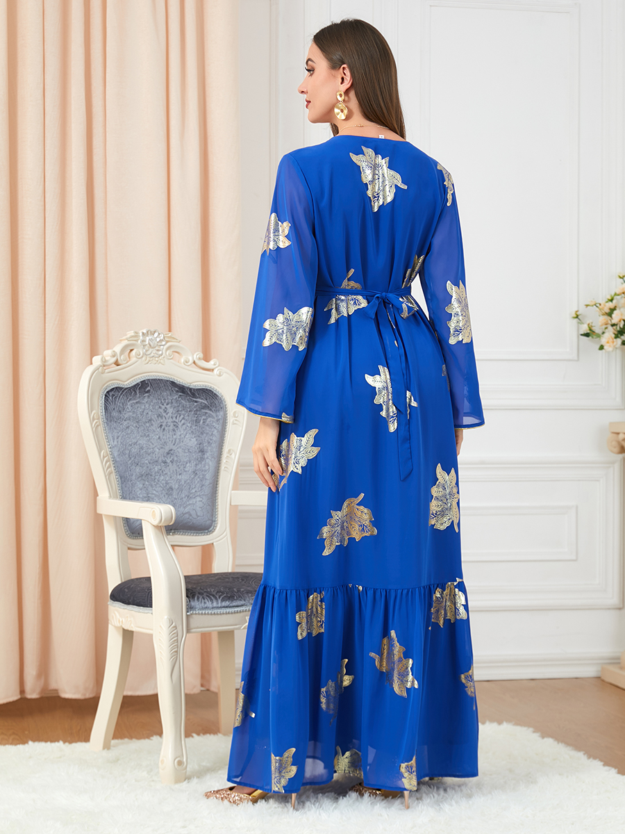 Morocco Dress For Women 2022 Autumn Muslim Abaya Fashion Dubai Abayas Iron Button Belted Kaftan Split Hem Party Dresses Vestidos