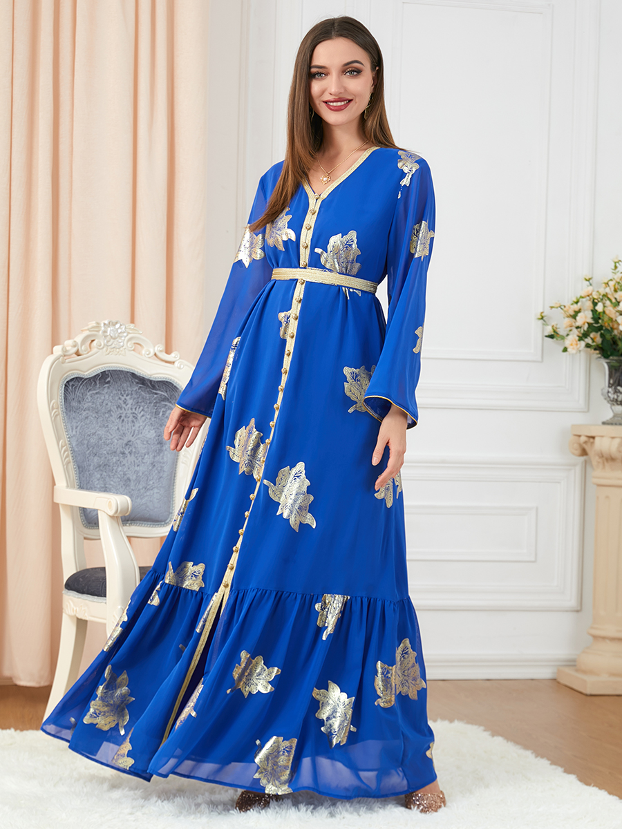 Morocco Dress For Women 2022 Autumn Muslim Abaya Fashion Dubai Abayas Iron Button Belted Kaftan Split Hem Party Dresses Vestidos