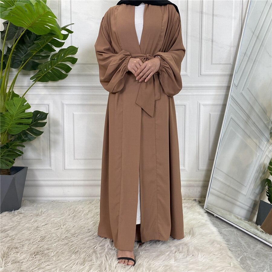 Ramadan Solid Open Abaya Women With Pockets Muslim Fashion Kimono Dubai Turkey Islam Dress Abayas For Women Cardigan Robe Femme