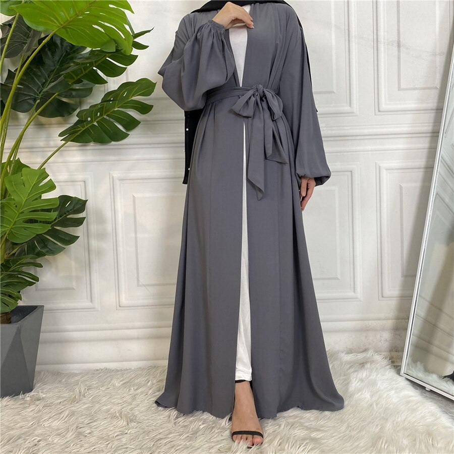 Ramadan Solid Open Abaya Women With Pockets Muslim Fashion Kimono Dubai Turkey Islam Dress Abayas For Women Cardigan Robe Femme