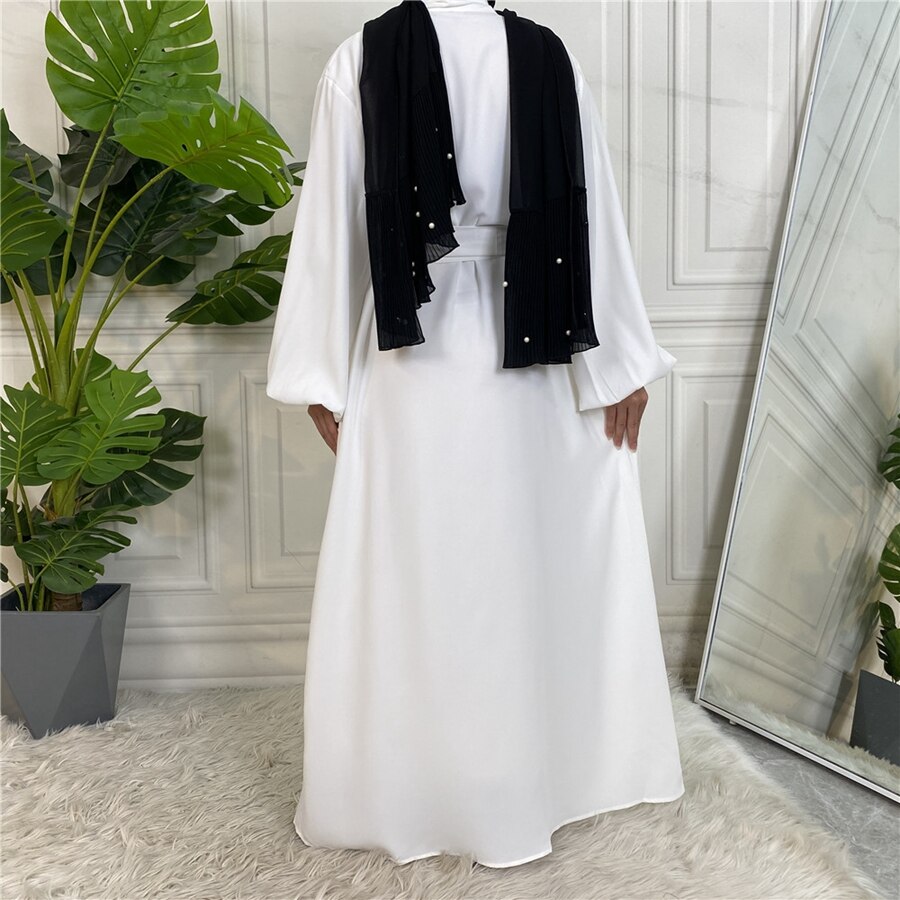 Ramadan Solid Open Abaya Women With Pockets Muslim Fashion Kimono Dubai Turkey Islam Dress Abayas For Women Cardigan Robe Femme