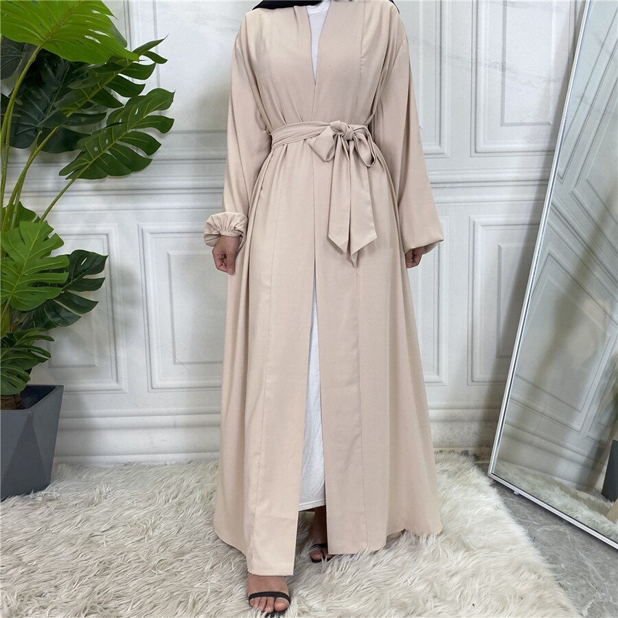 Ramadan Solid Open Abaya Women With Pockets Muslim Fashion Kimono Dubai Turkey Islam Dress Abayas For Women Cardigan Robe Femme