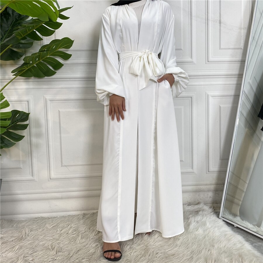 Ramadan Solid Open Abaya Women With Pockets Muslim Fashion Kimono Dubai Turkey Islam Dress Abayas For Women Cardigan Robe Femme
