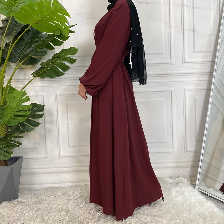 Ramadan Solid Open Abaya Women With Pockets Muslim Fashion Kimono Dubai Turkey Islam Dress Abayas For Women Cardigan Robe Femme