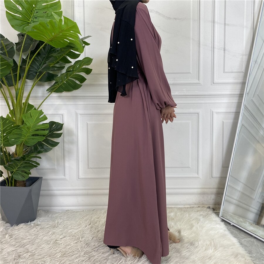 Ramadan Solid Open Abaya Women With Pockets Muslim Fashion Kimono Dubai Turkey Islam Dress Abayas For Women Cardigan Robe Femme