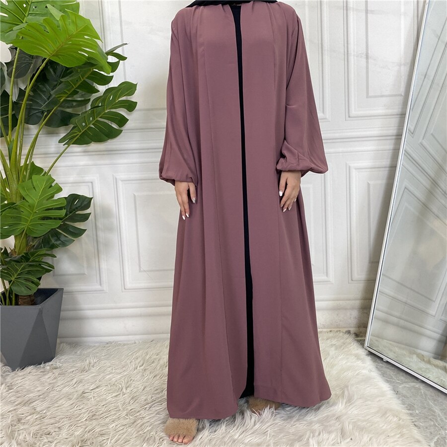 Ramadan Solid Open Abaya Women With Pockets Muslim Fashion Kimono Dubai Turkey Islam Dress Abayas For Women Cardigan Robe Femme