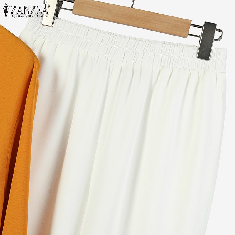 ZANZEA Fashion Muslim Sets 2PCS Long Sleeve Split Hem Tops Loose Troousers Woman Vintage Loose Urban Tracksuits 2023 Oversized ZANZEA Fashion Muslim Sets 2PCS Long Sleeve Split Hem Tops Loose Troousers Woman Vintage Loose Urban Tracksuits 2023 Oversized