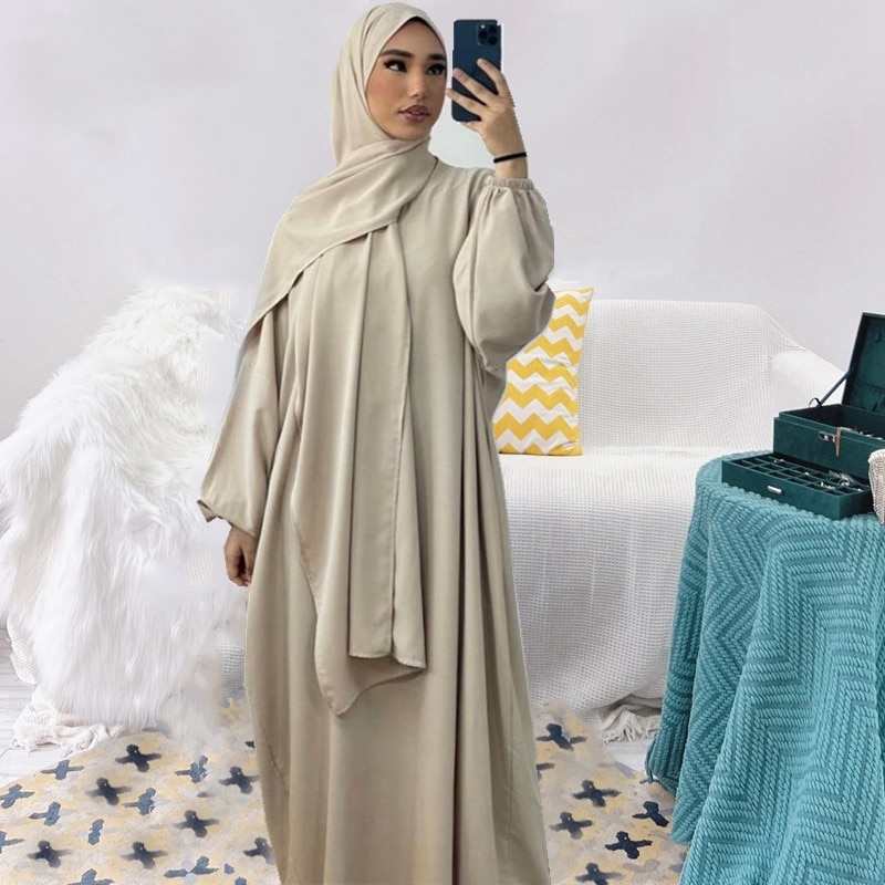 Ramadan Hoody Abaya Sewn Hijab Scarf Prayer Dress Muslim Eid Nida Loose Abayas for Women Jilbab Kaftan Robe Islam Dubai Djellaba Ramadan Hoody Abaya Sewn Hijab Scarf Prayer Dress Muslim Eid Nida Loose Abayas for Women Jilbab Kaftan Robe Islam Dubai Djellaba