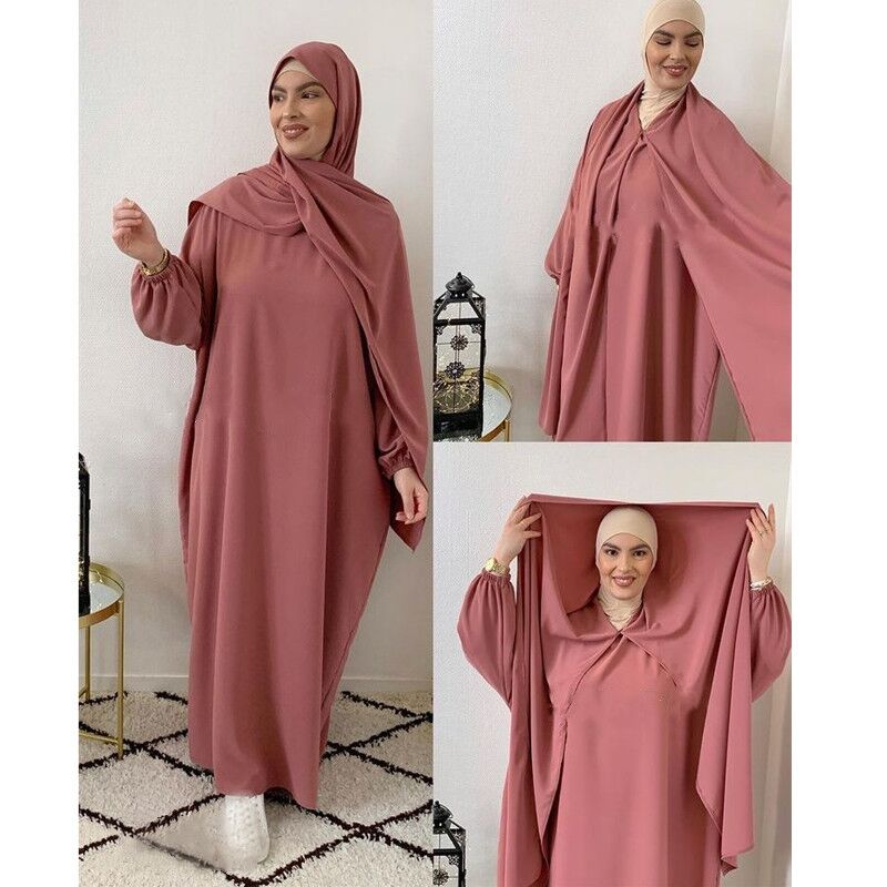 Ramadan Hoody Abaya Sewn Hijab Scarf Prayer Dress Muslim Eid Nida Loose Abayas for Women Jilbab Kaftan Robe Islam Dubai Djellaba Ramadan Hoody Abaya Sewn Hijab Scarf Prayer Dress Muslim Eid Nida Loose Abayas for Women Jilbab Kaftan Robe Islam Dubai Djellaba