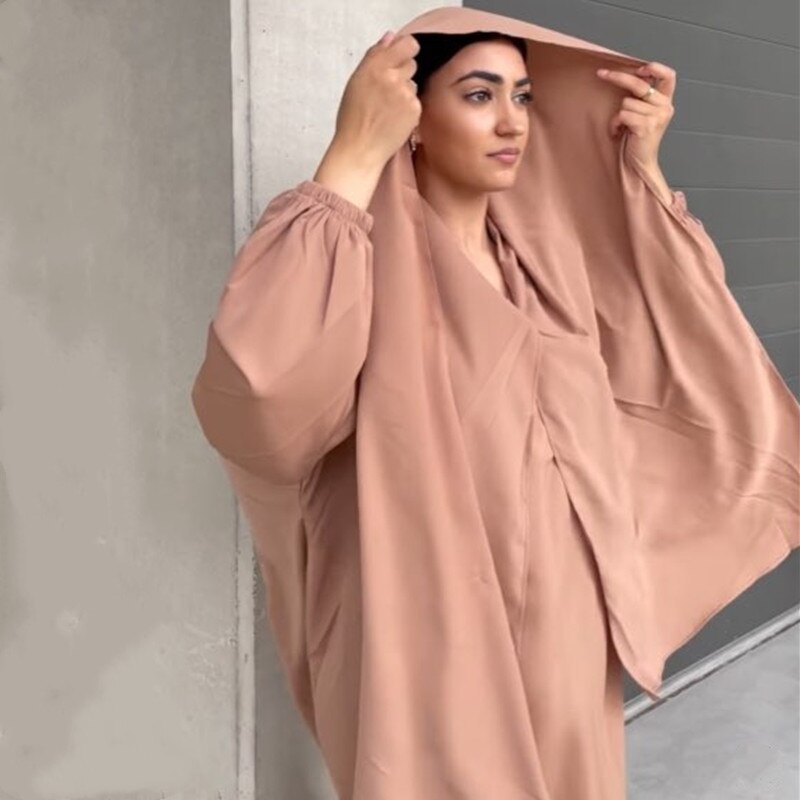Ramadan Hoody Abaya Sewn Hijab Scarf Prayer Dress Muslim Eid Nida Loose Abayas for Women Jilbab Kaftan Robe Islam Dubai Djellaba Ramadan Hoody Abaya Sewn Hijab Scarf Prayer Dress Muslim Eid Nida Loose Abayas for Women Jilbab Kaftan Robe Islam Dubai Djellaba