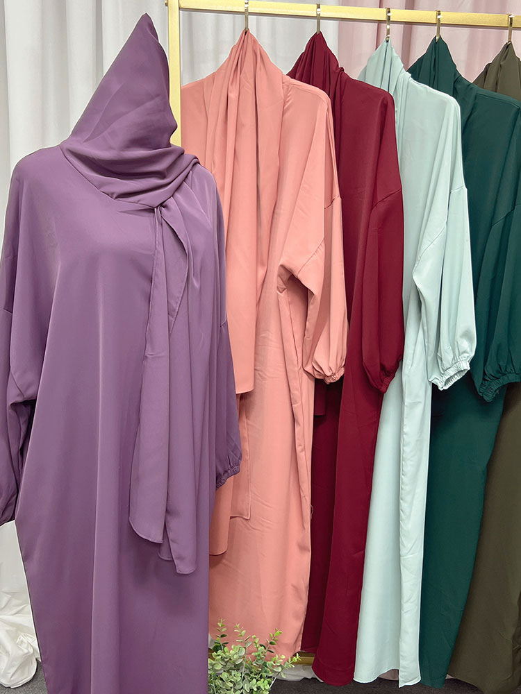 Ramadan Hoody Abaya Sewn Hijab Scarf Prayer Dress Muslim Eid Nida Loose Abayas for Women Jilbab Kaftan Robe Islam Dubai Djellaba Ramadan Hoody Abaya Sewn Hijab Scarf Prayer Dress Muslim Eid Nida Loose Abayas for Women Jilbab Kaftan Robe Islam Dubai Djellaba