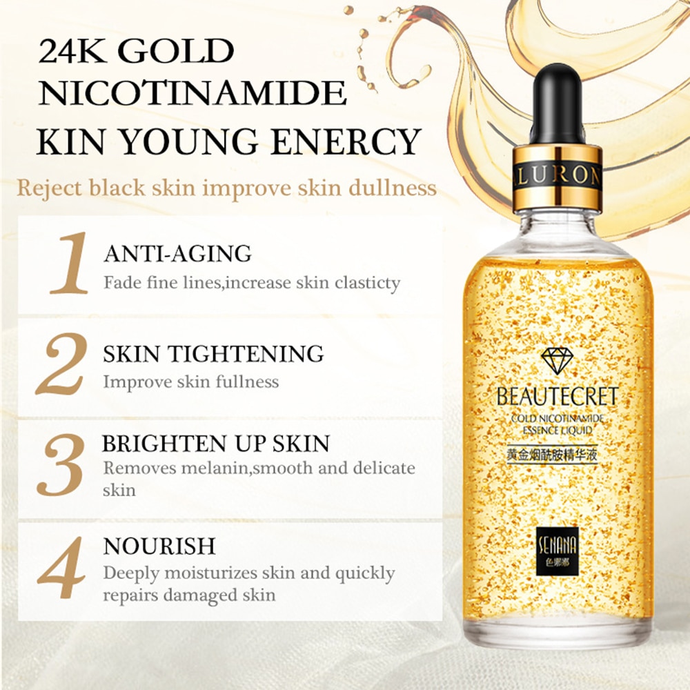 24K Golden Niacinamide Essence Liquid Deeply Nourishes Anti Wrinkles Anti Aging Hyaluronic Acid Nourish Skin Facial Moisturizer 24K Golden Niacinamide Essence Liquid Deeply Nourishes Anti Wrinkles Anti Aging Hyaluronic Acid Nourish Skin Facial Moisturizer
