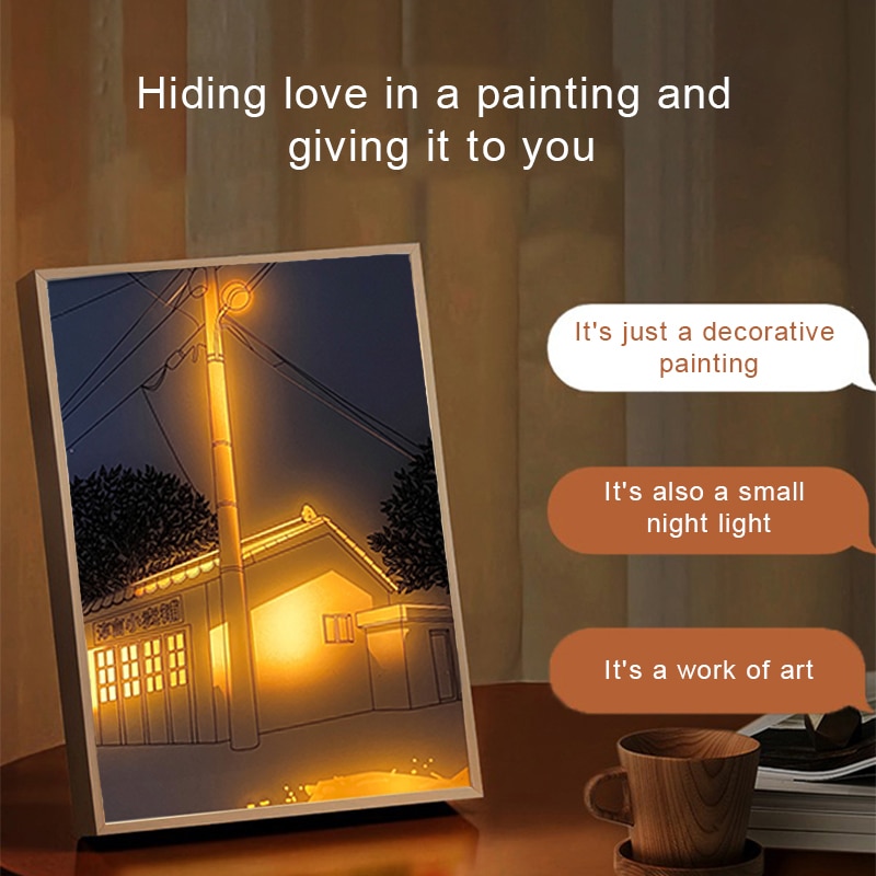 INS Deco Led Light Painting USB Plug Dimming Wall Artwork Table Lamp Gift Indoor Sunlight Window Wooden Photo Night Luminous INS Deco Led Light Painting USB Plug Dimming Wall Artwork Table Lamp Gift Indoor Sunlight Window Wooden Photo Night Luminous