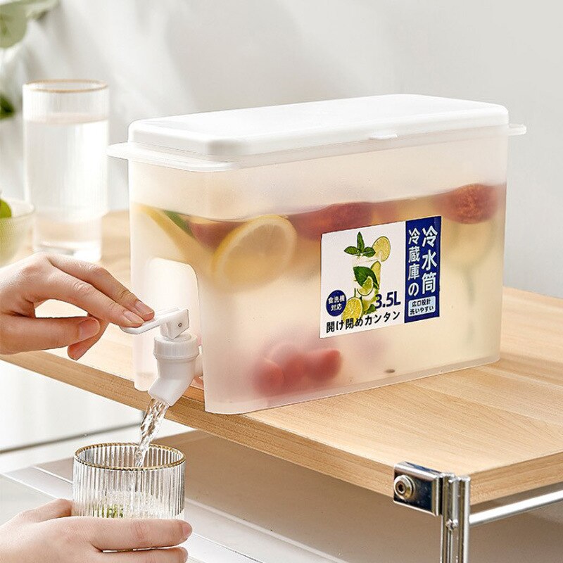 3.5L Large Capacity Curling Bottle With Faucet For Fruit Brewing Tea Bottle Refrigerator For Cold Drinks Essential For Summer 3.5L Large Capacity Curling Bottle With Faucet For Fruit Brewing Tea Bottle Refrigerator For Cold Drinks Essential For Summer