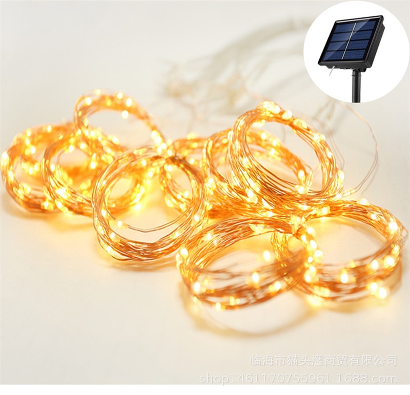 LED Solar Lamp Outdoor Waterproof Curtain Lights Garland Copper wire Fairy Lights Wedding Party Garden Yard Christmas Decoration LED Solar Lamp Outdoor Waterproof Curtain Lights Garland Copper wire Fairy Lights Wedding Party Garden Yard Christmas Decoration